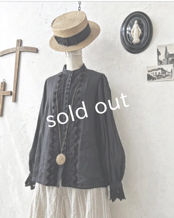 画像2: HALLELUJAH／2.Chimise a Dentelle レースブラウス・black (2)