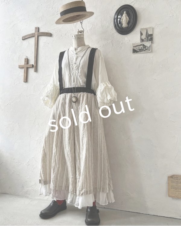 画像2: HALLELUJAH／12.Victorian Pantalon ヴィクトリアンパンタロン・flax stripe (2)