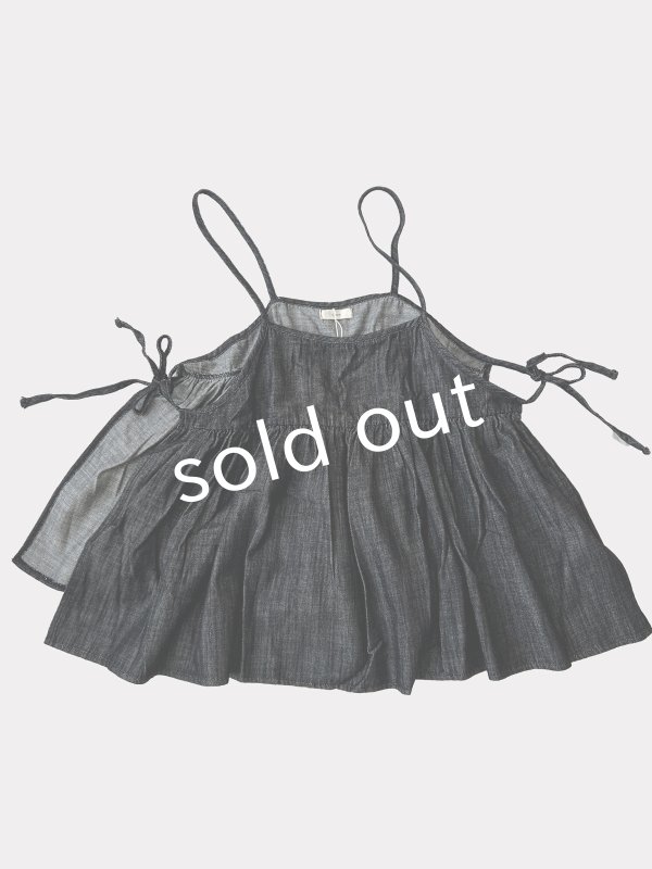 画像4: sloe/サイドリボンのデニムキャミ・ブラック (4)