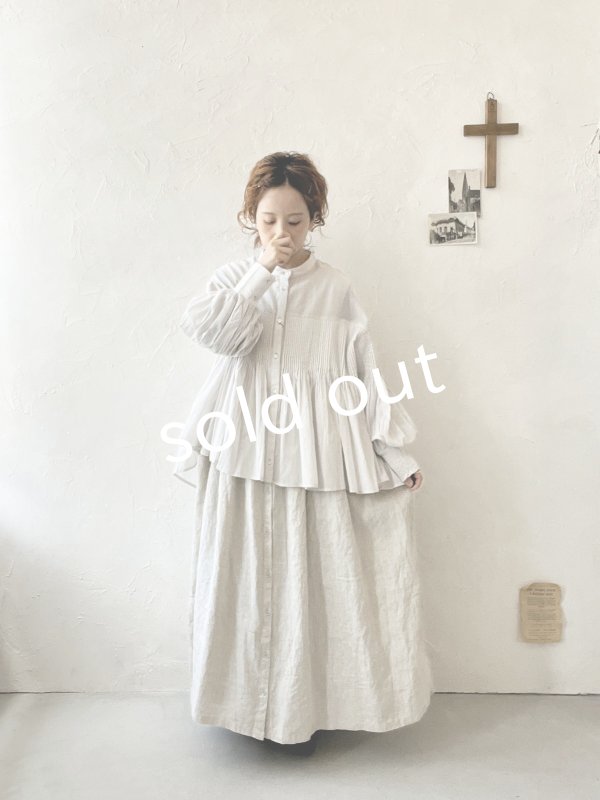 画像10: tegami/ドロップピンタックのカフスブラウス・ライトグレー (10)