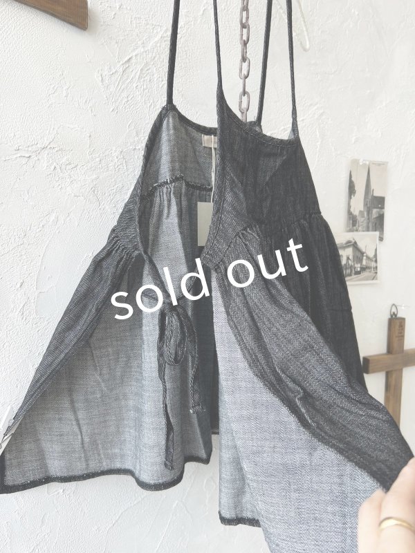 画像3: sloe/サイドリボンのデニムキャミ・ブラック (3)