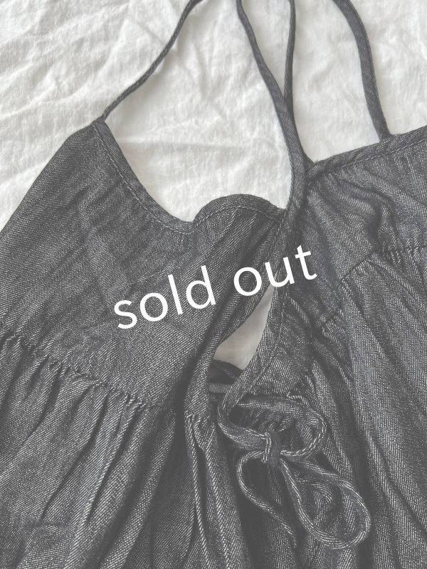 画像6: sloe/サイドリボンのデニムキャミ・ブラック (6)