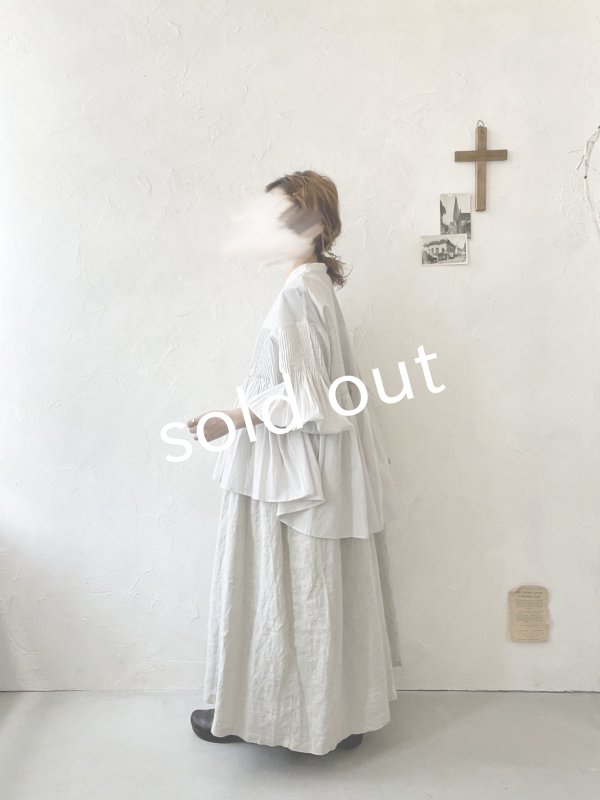 画像14: tegami/ドロップピンタックのカフスブラウス・ライトグレー (14)