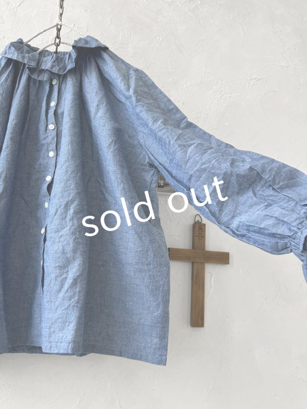 画像5: sloe/ダンガリーフリルブラウス・ブルー (5)