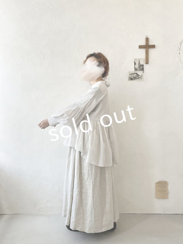 画像15: tegami/ドロップピンタックのカフスブラウス・ライトグレー (15)