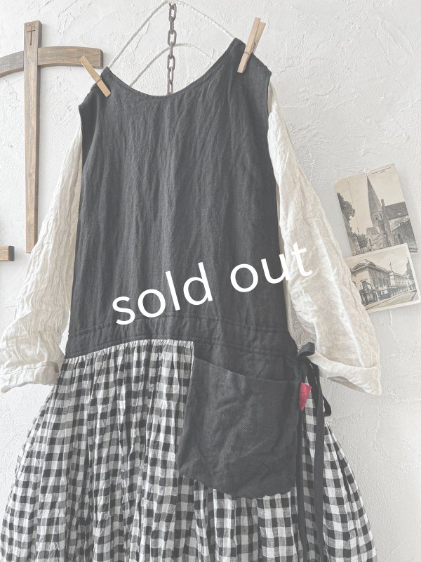 画像2: MARCHE' DE SOEUR／バッククロスワンピース・黒ギンガム (2)