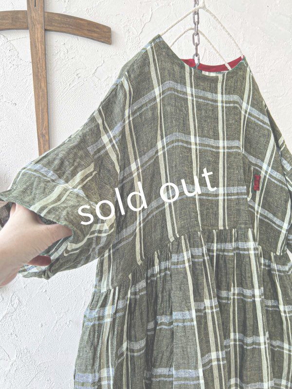 画像3: MARCHE' DE SOEUR／ギャザーワンピース・グリーンチェック (3)