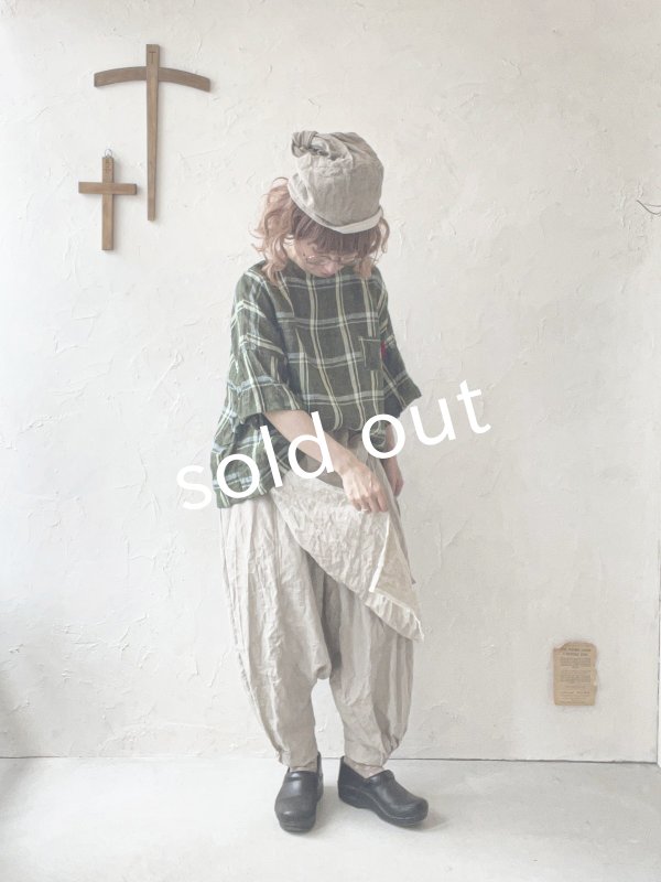 画像10: MARCHE' DE SOEUR／リネンプルオーバー・グリーンチェック (10)