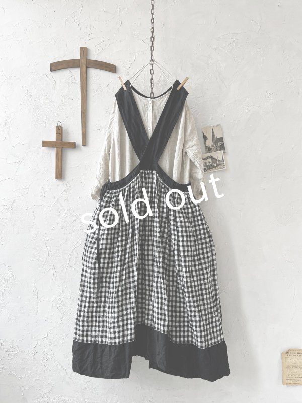 画像7: MARCHE' DE SOEUR／バッククロスワンピース・黒ギンガム (7)
