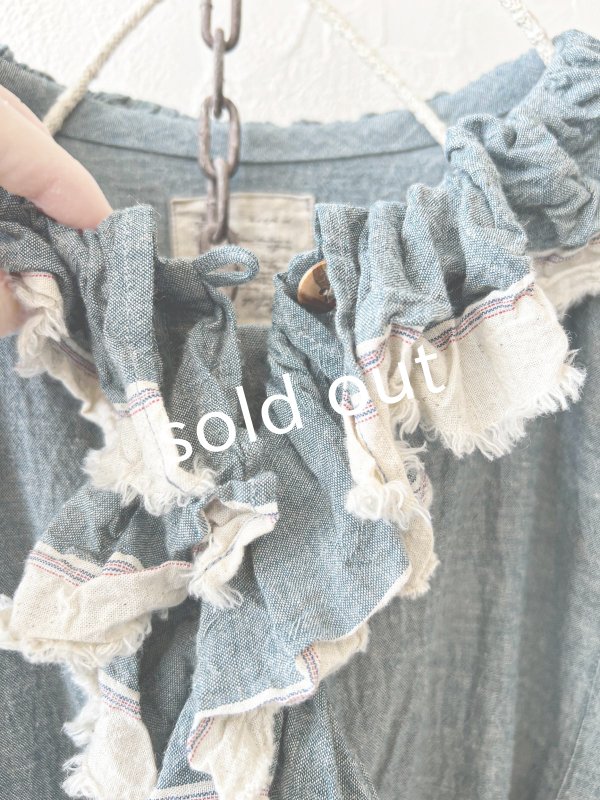 画像2: MARCHE' DE SOEUR／フローフリルパフ袖ブラウス・ブルー (2)