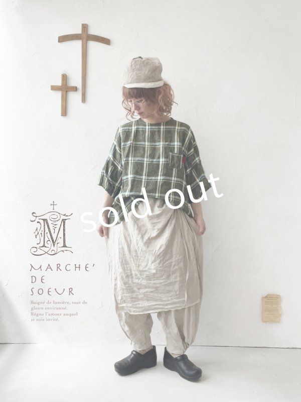画像9: MARCHE' DE SOEUR／リネンプルオーバー・グリーンチェック (9)