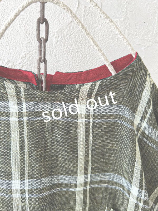 画像3: MARCHE' DE SOEUR／リネンプルオーバー・グリーンチェック (3)