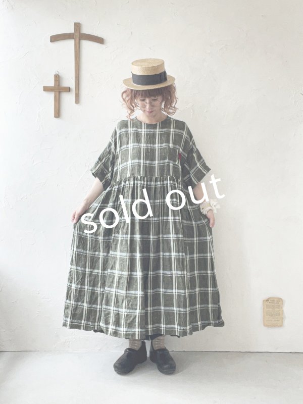 画像10: MARCHE' DE SOEUR／ギャザーワンピース・グリーンチェック (10)