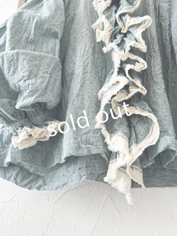 画像5: MARCHE' DE SOEUR／フローフリルパフ袖ブラウス・ブルー (5)