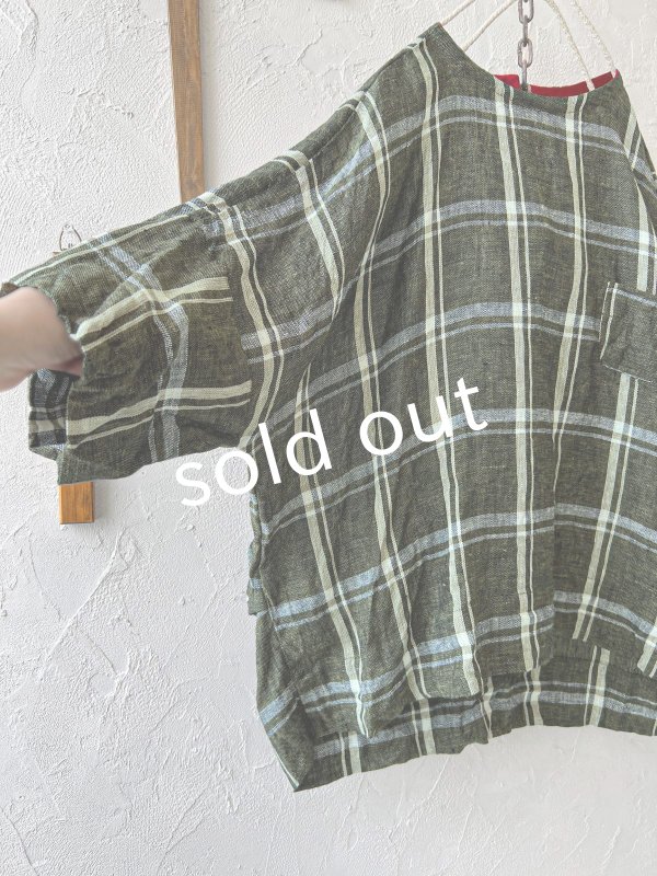 画像5: MARCHE' DE SOEUR／リネンプルオーバー・グリーンチェック (5)