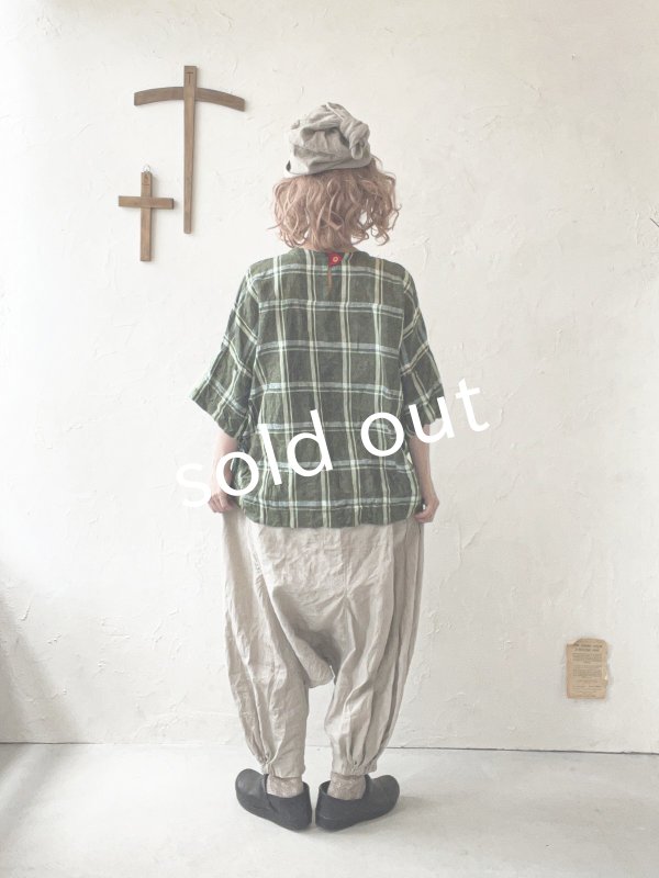 画像12: MARCHE' DE SOEUR／リネンプルオーバー・グリーンチェック (12)