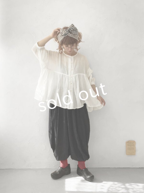 画像15: Dgy/フレアギャザーのガーゼブラウス・黒 (15)