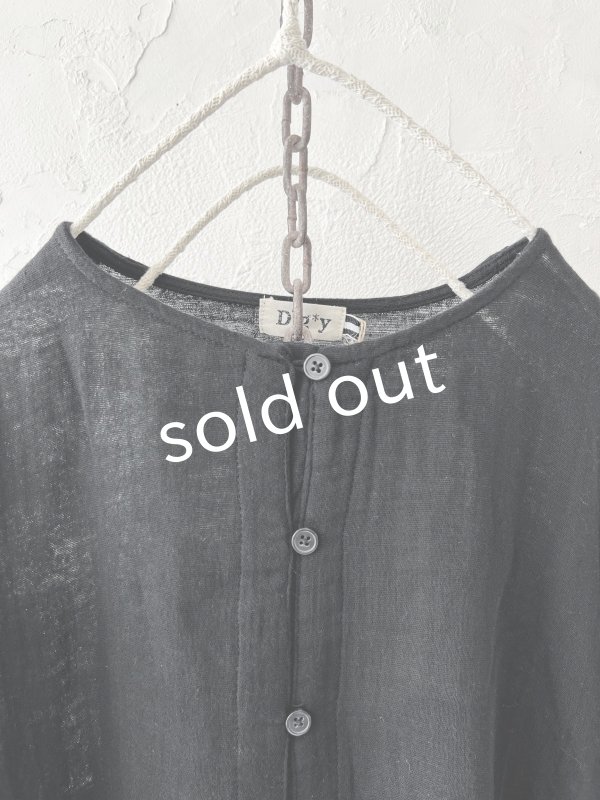 画像2: Dgy/フレアギャザーのガーゼブラウス・黒 (2)