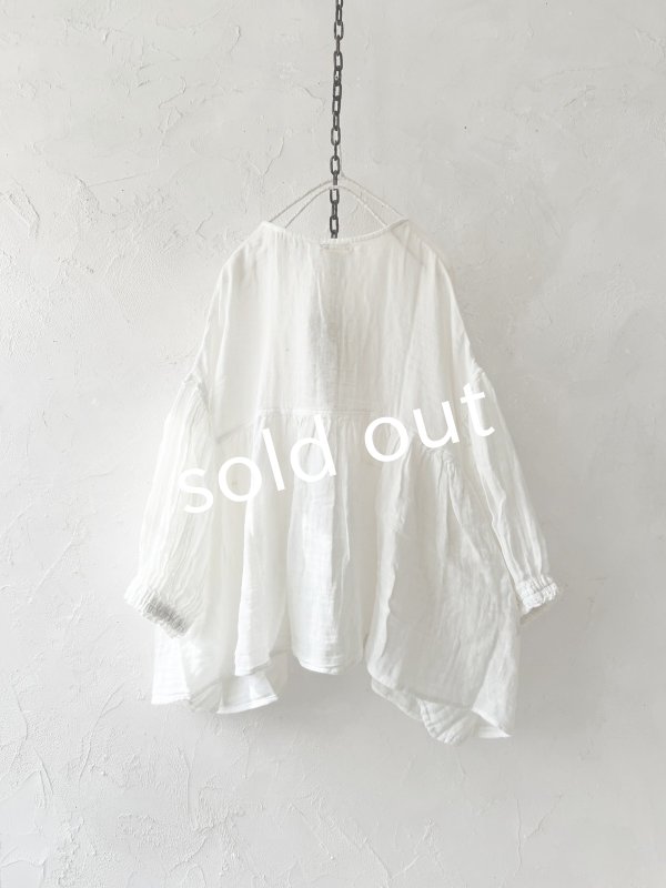 画像12: Dgy/フレアギャザーのガーゼブラウス・黒 (12)