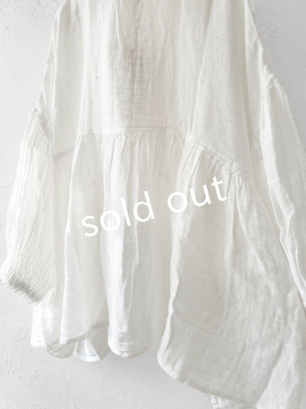 画像13: Dgy/フレアギャザーのガーゼブラウス・黒 (13)