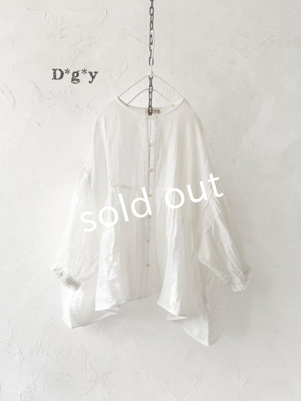 画像6: Dgy/フレアギャザーのガーゼブラウス・黒 (6)