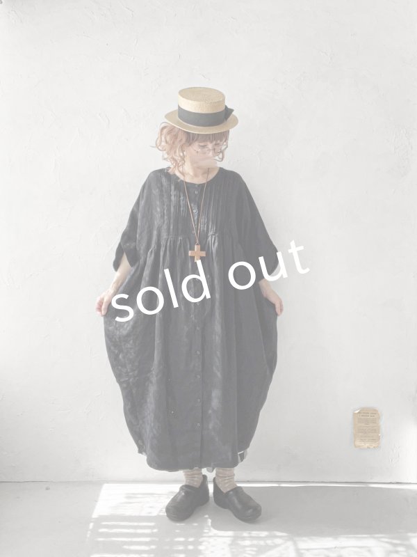 画像12: ubasoku/0947 ピンタック２wayコクーンワンピース・黒 (12)