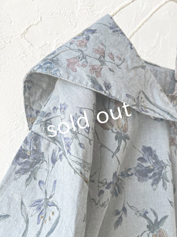 画像3: ubasoku/0923 セーラー衿のボタニカル半袖ブラウス・ブルー (3)