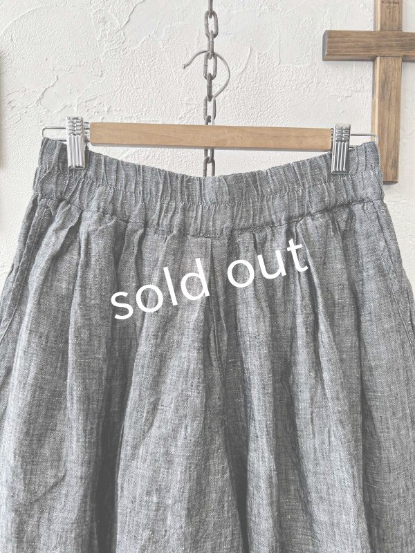 画像2: ubasoku/0976 ボリュームワイドパンツ・ブラックシャンブレー (2)