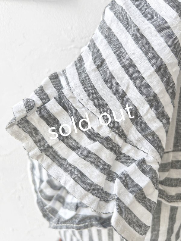 画像7: ubasoku/0920 ラウンドフリル半袖ブラウス・ブラックストライプ (7)