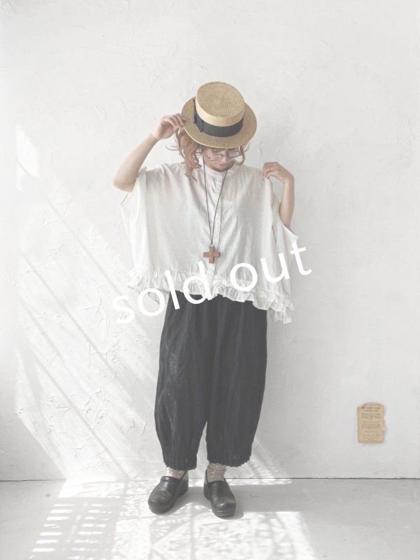 画像10: ubasoku/0928 裾フリルのドルマンブラウス・黒 (10)