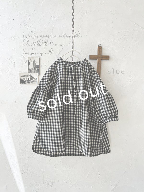 画像2: sloe/ヘンリーボタンブラウス・ギンガム (2)