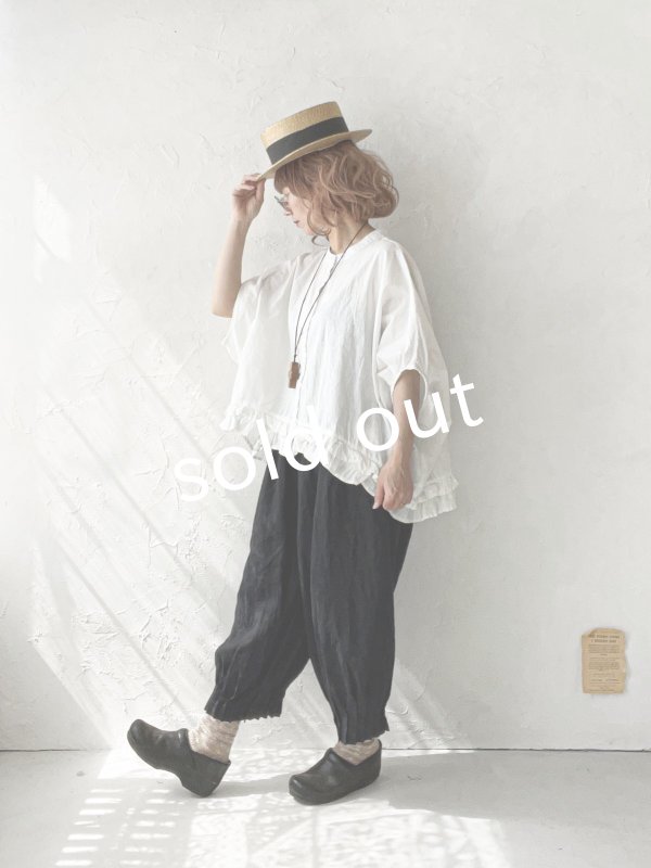 画像11: ubasoku/0928 裾フリルのドルマンブラウス・黒 (11)