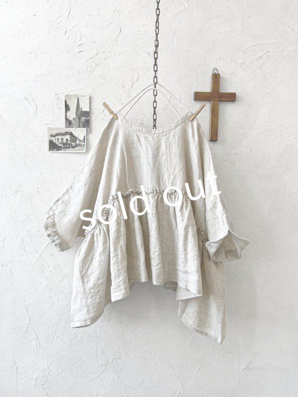 画像7: ubasoku/0922　ピンタック2wayコクーンブラウス・ナチュラル (7)