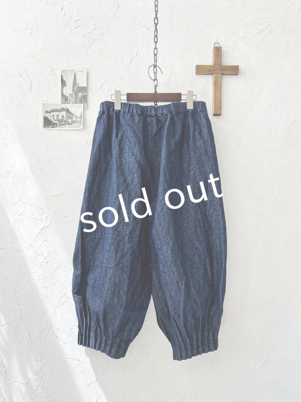 画像7: ubasoku/0970 裾タックワイドパンツ・デニム (7)