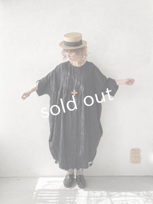 画像11: ubasoku/0947 ピンタック２wayコクーンワンピース・黒 (11)