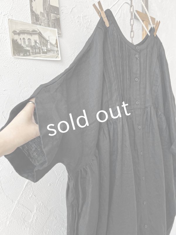 画像4: ubasoku/0947 ピンタック２wayコクーンワンピース・黒 (4)