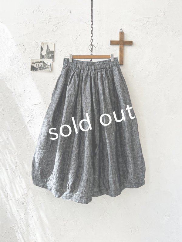 画像7: ubasoku/0976 ボリュームワイドパンツ・ブラックシャンブレー (7)