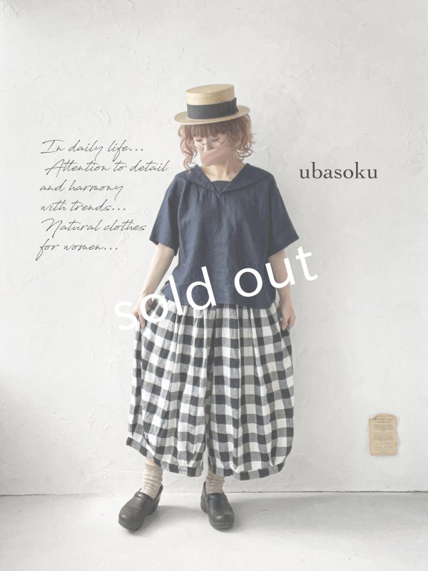 画像9: ubasoku/0924 セーラー衿の半袖ブラウス・ネイビー (9)