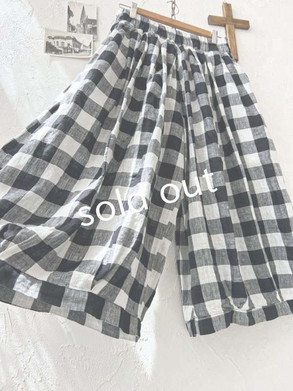 画像7: ubasoku/0977 ボリュームワイドパンツ・ブロックチェック (7)