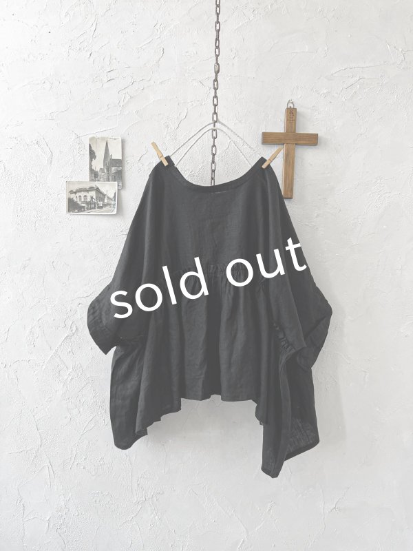 画像5: ubasoku/0922 ピンタック2wayコクーンブラウス・黒 (5)