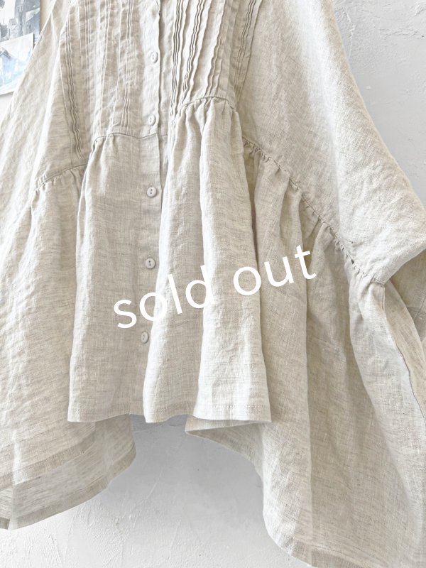 画像4: ubasoku/0922　ピンタック2wayコクーンブラウス・ナチュラル (4)