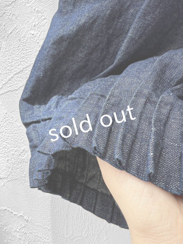 画像5: ubasoku/0970 裾タックワイドパンツ・デニム (5)