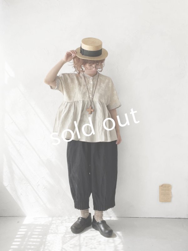 画像10: ubasoku/0969 裾タックワイドパンツ・黒 (10)