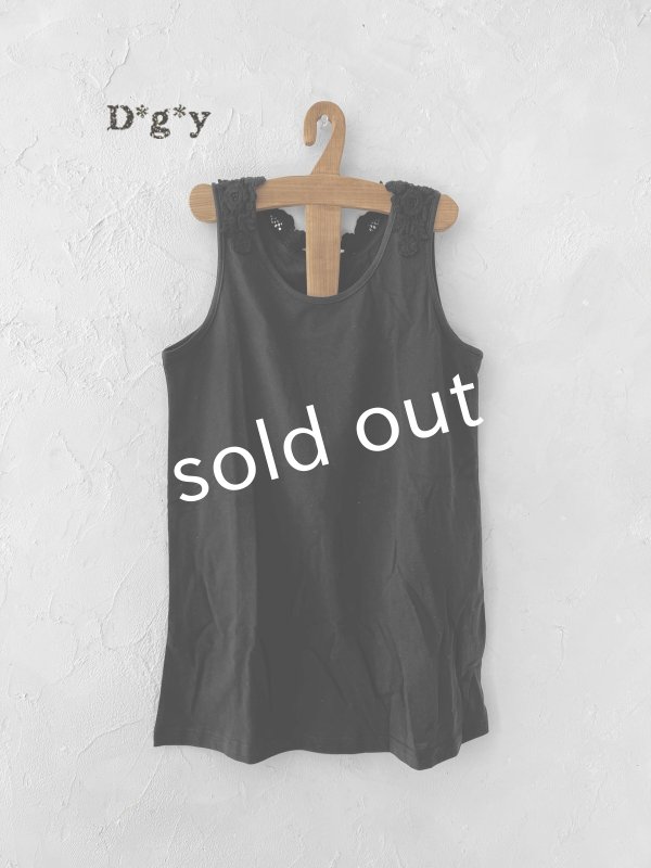 画像5: 【30%OFF SALE】Dgy／衿レースタンクトップ・黒 (5)