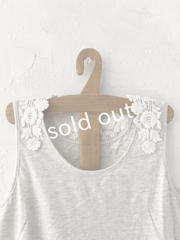 画像2: Dgy／衿レースタンクトップ・杢エクリュ (2)