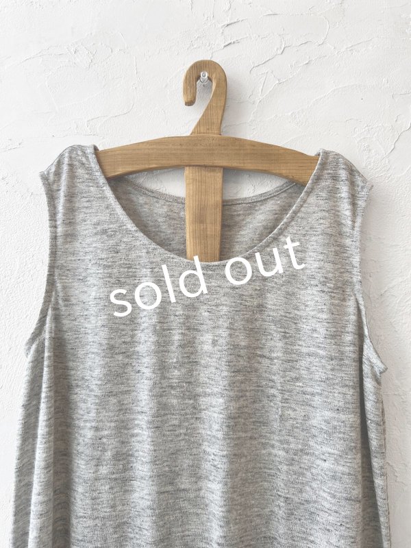 画像2: リネンタンクトップワンピース・杢グレー (2)