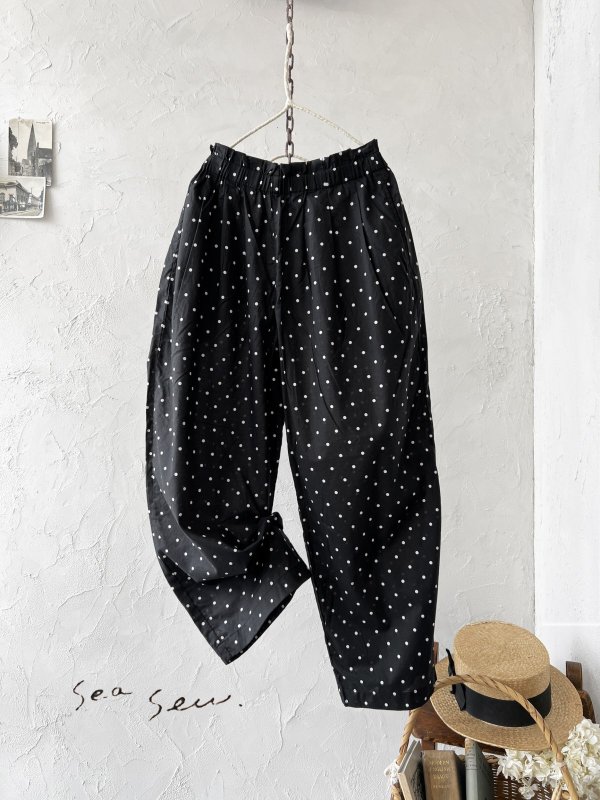 画像1: seasew.／502 ドット6タックパンツ・黒 (1)