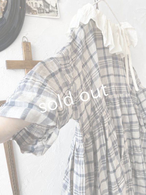 画像8: MARCHE' DE SOEUR／大きなラッフル襟のチュニック・先染チェックにミルク襟 (8)