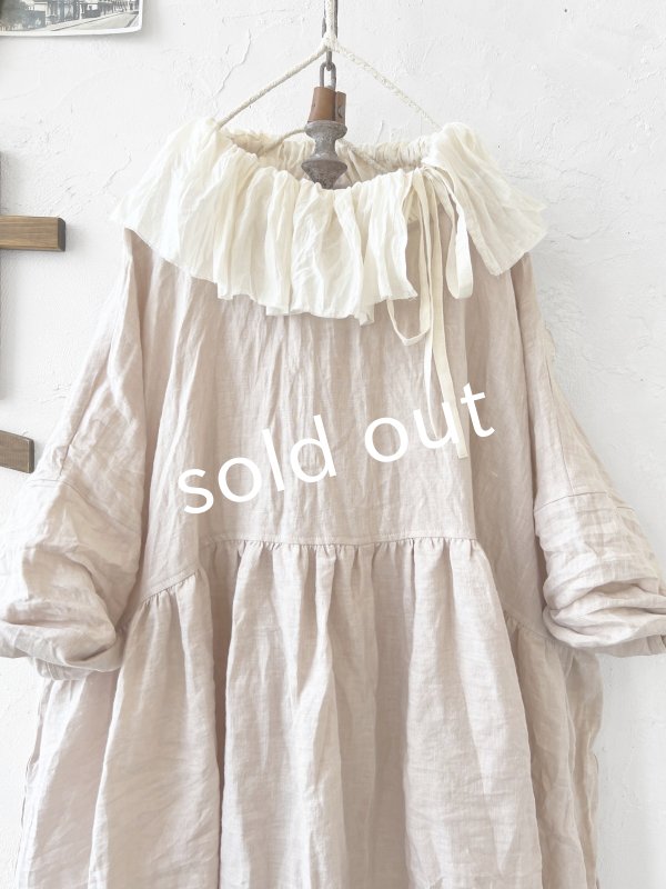 画像2: MARCHE' DE SOEUR／大きなラッフル襟のチュニック・シェルピンクにミルク襟 (2)