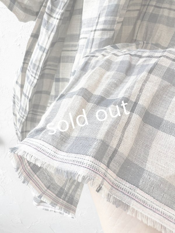 画像9: MARCHE' DE SOEUR／大きなラッフル襟のチュニック・先染チェックに黒ガーゼ襟 (9)